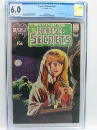 Vintage Dc Comic Book Key Swamp Thing Issue House Of Secrets 92 Cgc 6.  0 Fine
