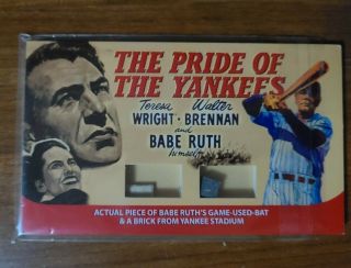 Babe Ruth Bat Relic And Ny Stadium Brick Card Classic Vintage Movie Posters
