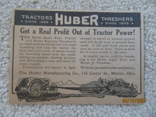 1924 Ad - Huber Mfg,  Co,  Ohio (tractors & Threshers)