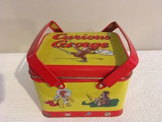 Collectible Curious George Metal / Tin Lunchbox 1999,  Square,  Two Handles