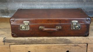 Large Vintage Leather Suitcase By Moynat Paris