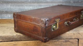 Large Vintage Leather Suitcase By Moynat Paris 2