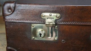 Large Vintage Leather Suitcase By Moynat Paris 3