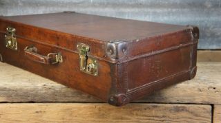 Large Vintage Leather Suitcase By Moynat Paris 5