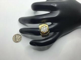 Vintage Men’s 18k Yellow Gold And 1.  05 Ctw Diamond Elegant Ring Sz 10,  15.  6 Gr.