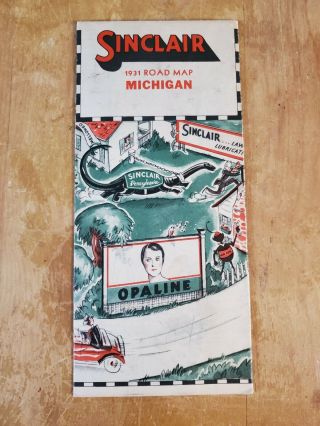 Sinclair 1931 Road Map Michigan