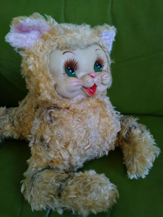 Vtg 1950s Rushton Star Creation Tiger Kitty Cat Rubber Face Plush Stuffed Animal