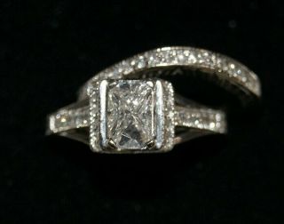 14k White Gold 1.  00ct Diamond Vintage Filigree Engagement Bridal Ring Sz6.  5