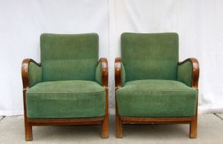 Art Deco Armchairs.  Club Cocktail Chairs.  Antique Vintage Halabala. 2