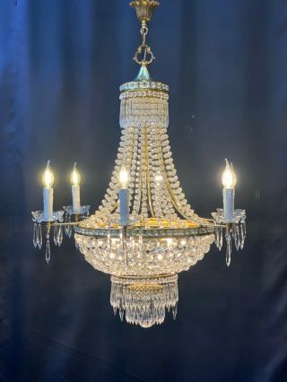 large vintage crystal chandelier ceiling light 6