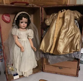Vintage Madame Alexander Doll 17 " Margaret Bride Walker 1950s Case & Accessories