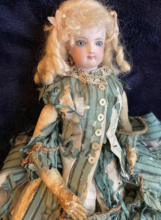 Antique French Fashion Poupee Size 0 Antique Gown 11 1/2 In Antique French Doll