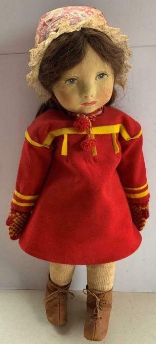 Gorgeous Antique Doll With Lenci Style Face - 18 "