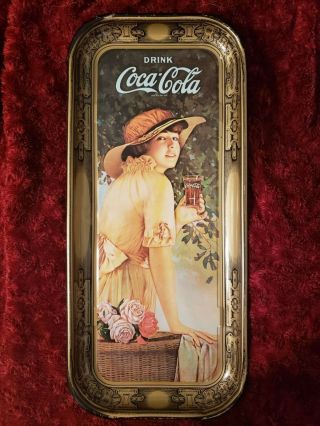 Vintage 1972 Coca - Cola Tin Serving Tray World War 1 Girl From 1916 Advertisement
