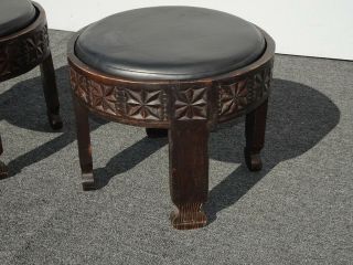 Vintage Spanish Style Low Profile Black Stools Benches 5