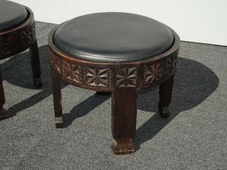 Vintage Spanish Style Low Profile Black Stools Benches 6