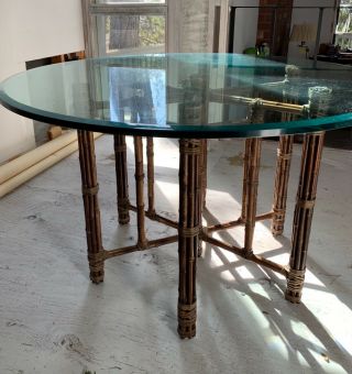 Vintage Mcguire Mid Century Modern Octagon Rattan Table