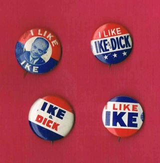Dwight Eisenhower And Richard Nixon 1956 Campaign Buttons I Like Ike And Dick
