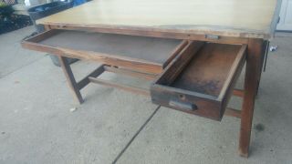 Vintage Hamilton Wood Drafting Art Table Desk Architect Engineer Parallel Bar 2