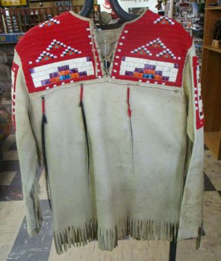 Vintage Authentic Sioux Beaded And Quilled War Shirt 1351
