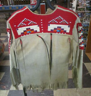 Vintage Authentic Sioux Beaded and Quilled War Shirt 1351 4
