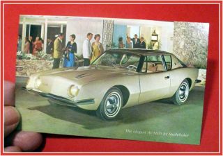1963 Studebaker Avanti Orig Post Card At Country Club Frost & French Los Angeles