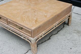 Vintage Hollywood Regency Mid Century Bamboo Chinoiserie Coffee Table 5