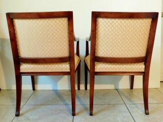 Pair Antique/Vtg Hickory Furniture Solid Mahogany Upholstered Accent Arm Chairs 4