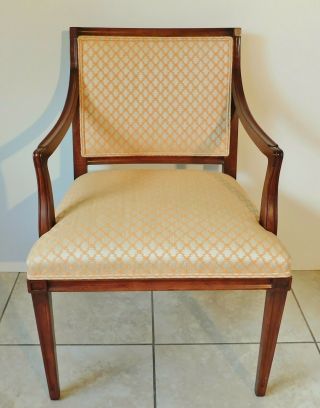 Pair Antique/Vtg Hickory Furniture Solid Mahogany Upholstered Accent Arm Chairs 6