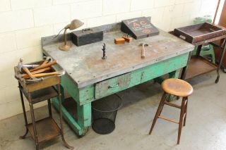 Vintage Antique Industrial Table Kitchen Island Workbench Steel Factory Desk 2