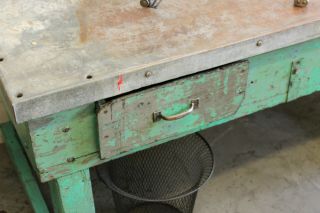 Vintage Antique Industrial Table Kitchen Island Workbench Steel Factory Desk 3