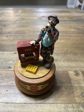 Limited Edition Coca Cola Emmett Kelly Musical Figurine " At The Red Cooler " 1995