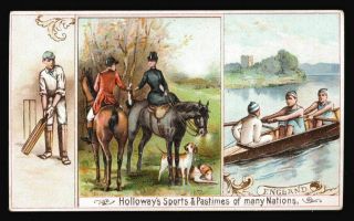 Thomas Holloway Victorian Trade Card - England (2) - Sports & Pastimes