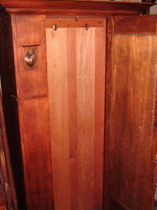 Vintage Unrestored Tiger Oak Mission style Armoire Wardrobe,  Key Mirror 4