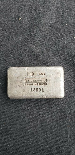 10 Oz.  Engelhard Old Pour.  999 Fine Silver Bar Vintage T.  Oz Stamped Rare$$$ Htf