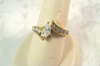 14k Gold.  74ct Diamond Marquise H Vs1 Engagement Ring Bridal Size 7.  5 Vintage