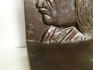 VTG Antique Bookends Profile Native American Indian Bust Heavy Griffoul BRONZE 3