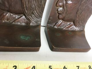 VTG Antique Bookends Profile Native American Indian Bust Heavy Griffoul BRONZE 4