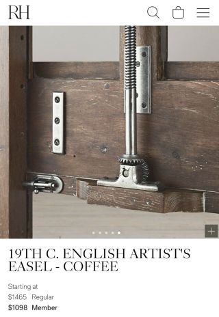 Restoration Hardware Easel 19TH C.  ENGLISH ARTIST ' S EASEL - COFFEE - Solid Oak 4
