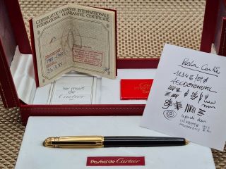 Pasha De Cartier Fountain Pen.  Box & Stamped Papers.  Vintage 1988
