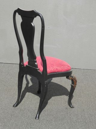 Vintage Black & Red Ornate Queen Anne Accent Side Chairs 6
