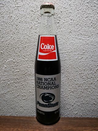 10 Oz Coca Cola Commemorative Acl Soda Bottle - 1987 Penn State - Joe Paterno