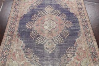 Distressed semi Antique Tebriz Area Rug Wool Hand - Knotted Oriental Carpet 10x12 3