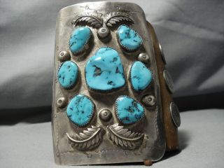 One Of The Biggest Vintage Navajo Turquoise Sterling Silver Ketoh Bracelet Old
