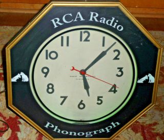 Antique Vintage Rca Victor Neon Green Advertising Wall Or Shelf Clock Grea