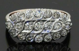 Antique 14k Gold/platinum 1.  26ctw Vs1/g Diamond Cluster Cocktail Ring Size 7
