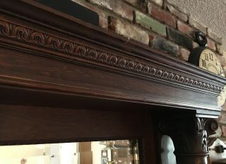 ANTIQUE FIREPLACE MANTEL Old Vtg Victorian Carved Wood Mirror Surround Furniture 4