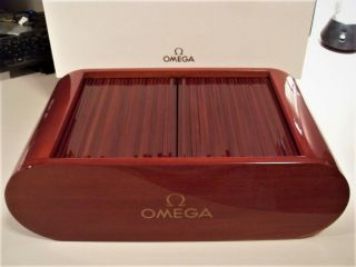Omega Swiss Vintage Rare Dealer 8 Watch Mahogany Store Display Case Wt Box