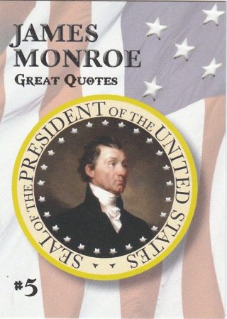 2020 Historic Autographs Potus The First 36 Great Quotes James Monroe 06/10