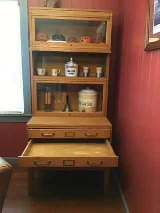 Vintage Globe Wernicke File/Map Cabinet and Bookcase 2